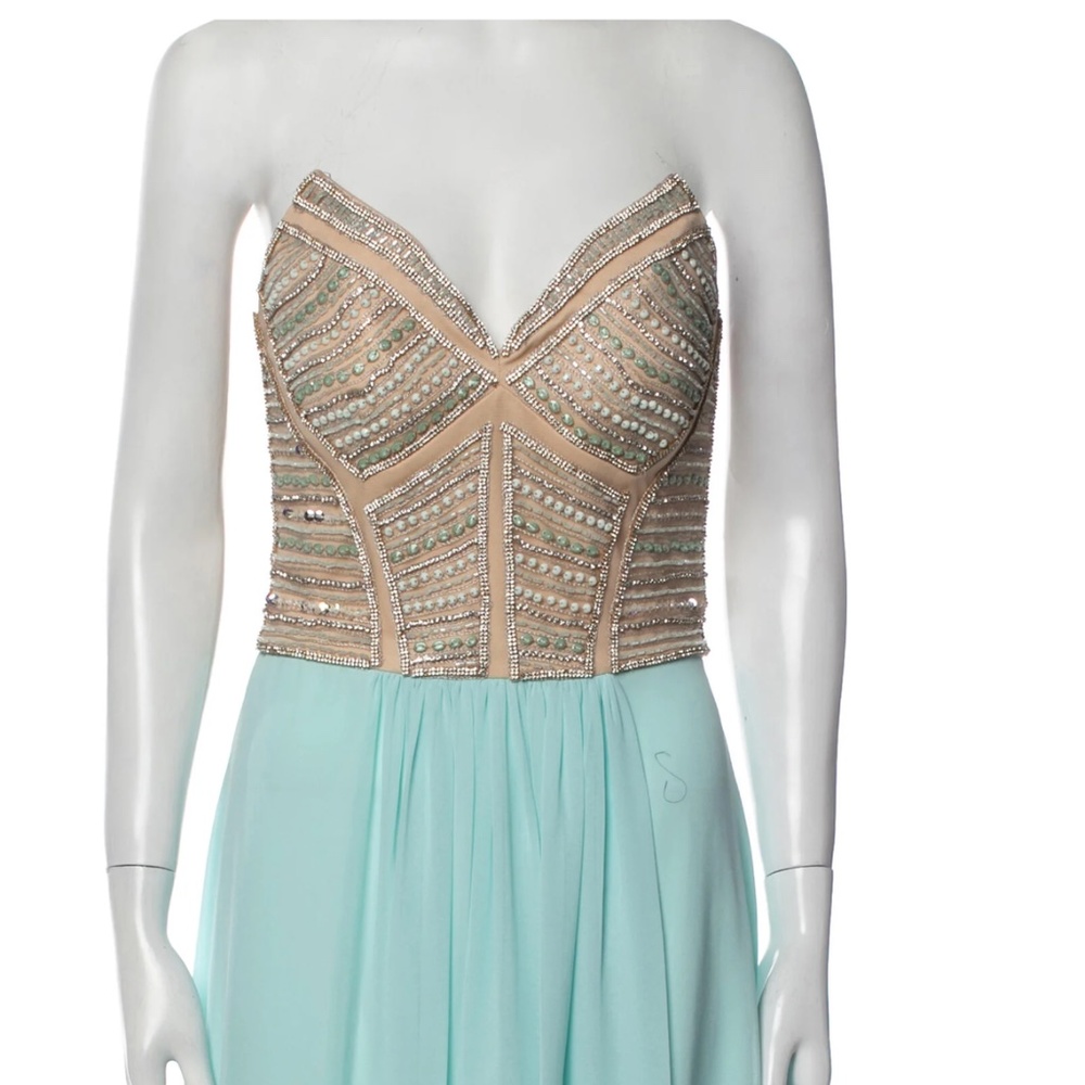 Aqua strapless Terani Couture Prom Dress, Gown UK size 8 US size 2